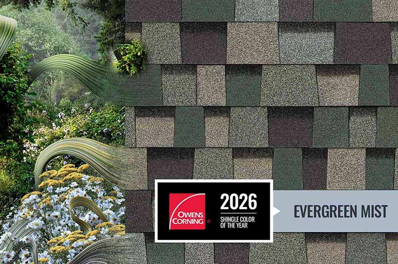 Owens Corning 2026 Shingle Color of the Year Evergreen Mist