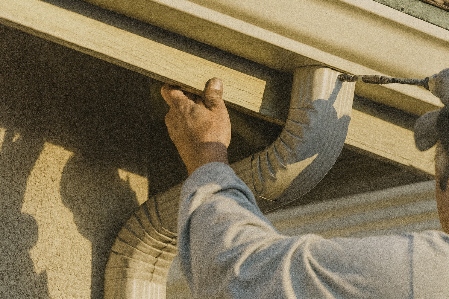 Man repairing gutters diy in Lambertville, Michigan