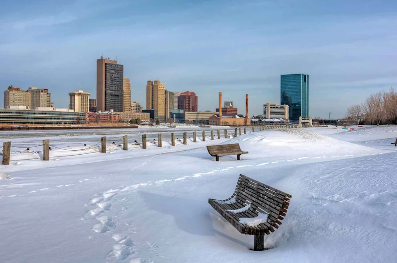 Toledo, Ohio downtown during winter season